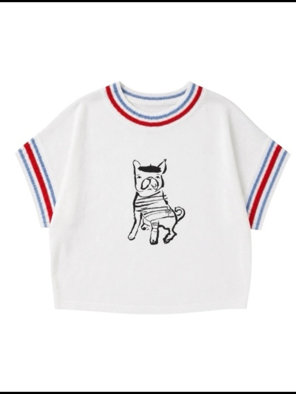 Anthropologie Daily Practice Olivia Sewell Pup Tee Dog Graphic L White Red Blue - Picture 2 of 9